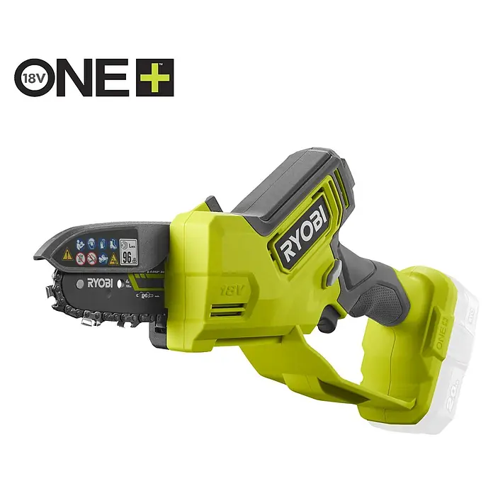 Ryobi ONE+ Akku-Astsäge RY18PSX10A-0 - 18 V, Li-Ionen, Ohne Akku, Schwertlänge: 10 cm - Ryobi Akku-Kettensäge für Gartenarbeiten mit 18 V ONE+ Akku für kabellose Freiheit und hohe Leistung.