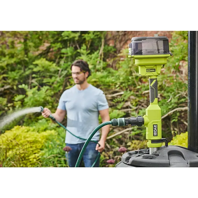 Ryobi ONE+ Akku-Regenfasspumpe RY18STPA-0 - Max. Fördermenge: 3.360 l/h - Der RYOBI Wasserhahn-Timer versorgt Ihren Garten automatisch mit Wasser. Mit dem Timer können Sie Ihre Bewässerungszeiten individuell einstellen.