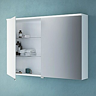 Camargue LED-Spiegelschrank Cube/Loft (B x H: 90 x 62 cm, Mit Beleuchtung, MDF, Weiß)