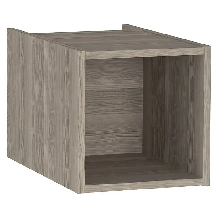 Camargue Cube Regalfach - 30 x 48 x 30 cm, Eiche Cordoba - Holzfarbener Schrankwürfel. Das Produkt hat eine schöne Holzmaserung und ist ein praktisches Möbelstück.