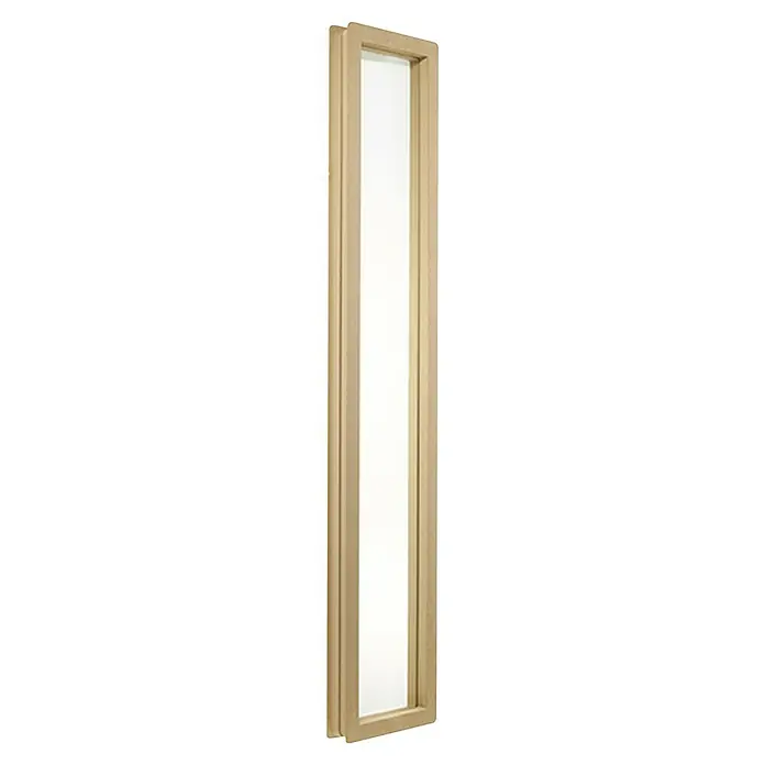 Mottez Bullauge - MDF, Natur, Optik Glas: Klarglas, 121 x 23 cm, Rechteckig - Elegantes, schlankes Spiegeldesign mit goldenem Rahmen, das jedem Raum einen Hauch von Luxus verleiht. Ein stilvolles und funktionales Deko-Element.