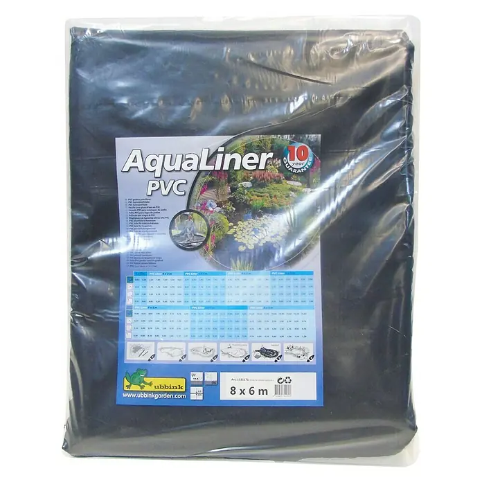 Ubbink PVC-Teichfolie AquaLiner - Stärke: 1 mm, L x B: 8 x 6 m - Verpackte AquaLiner PVC Teichfolie, 8 x 6 m, mit 10 Jahren Garantie, ideal für die Gestaltung von Gartenteichen und Wassergärten.