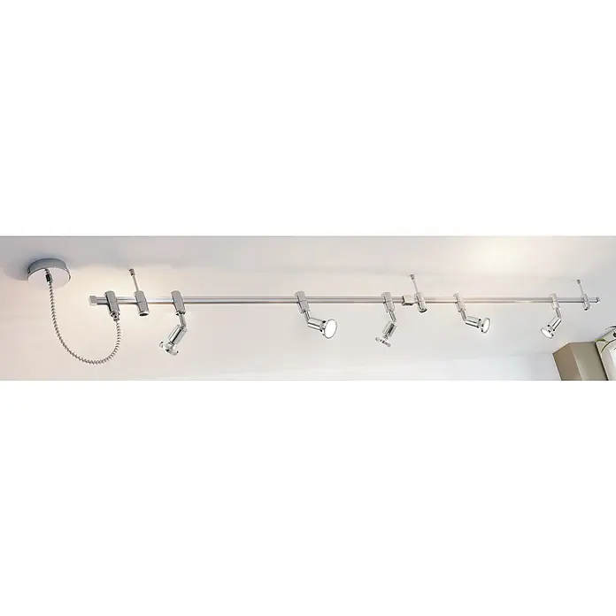 Eglo LED-Schienensystem Vilanova - 3 W, 200 cm, GU10 - Eine moderne Chrom-Deckenleuchte mit mehreren verstellbaren Strahlern, die ein helles und fokussiertes Licht bietet. Perfekt für die Beleuchtung von Wohnräumen.