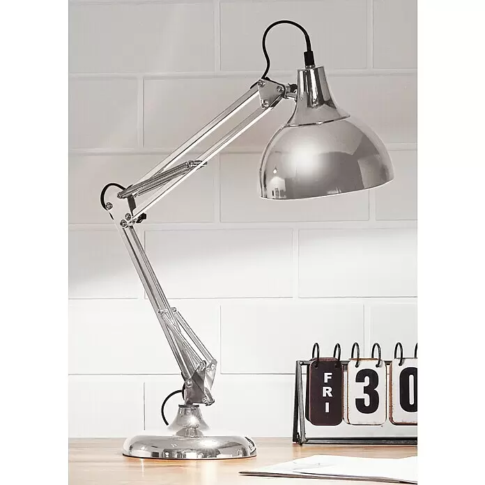 Eglo Tischleuchte Borgillio - 40 W, L x B x H: 40 x 19 x 71 cm, Chrom, E27 - Bildausschnitt
