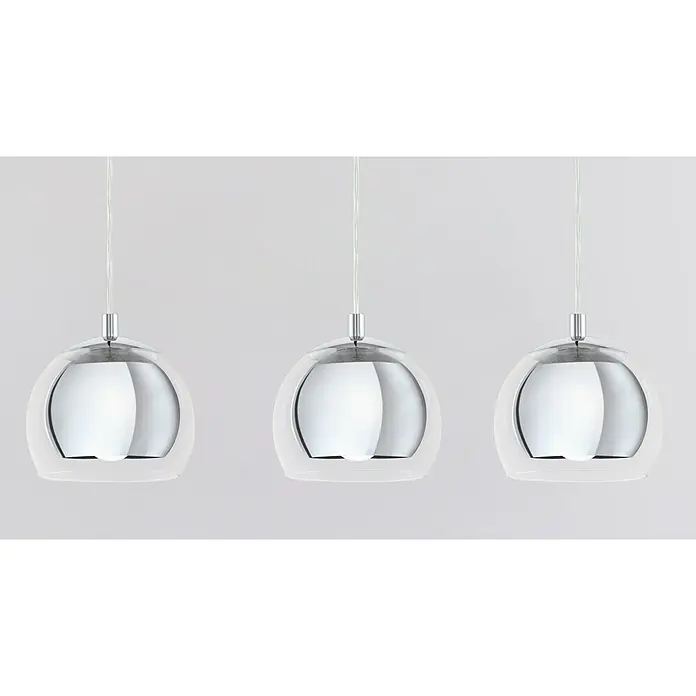 Eglo Pendelleuchte rund Rocamar - Höhe: 110 cm, Chrom, 120 W - Die stilvolle Pendelleuchte mit Chrom- und Glasdetails setzt moderne Akzente. Das Licht wird sanft gestreut und sorgt für eine angenehme Atmosphäre.