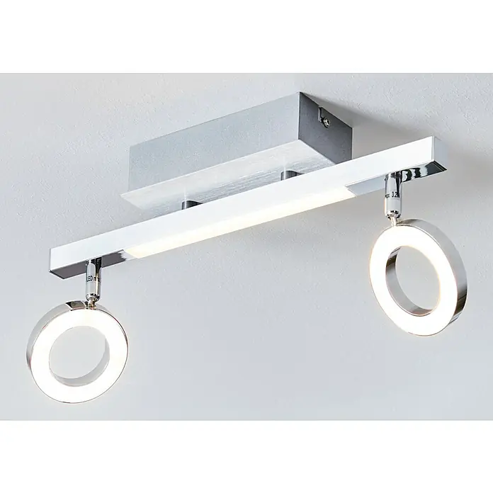 Eglo LED-Wandstrahler Cardillio 1 - 9,7 W, Chrom, Warmweiß, 2 Stk. - Moderne Deckenleuchte mit zwei runden LED-Spots und einer länglichen LED-Leuchte, ideal für stilvolle Beleuchtung in jedem Raum.