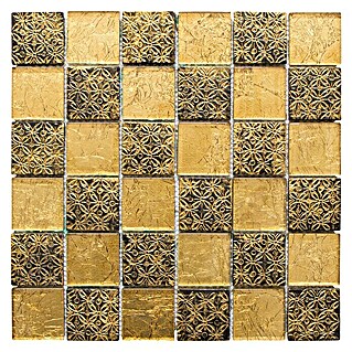 Mosaikfliese Quadrat Crystal Mix XCM 8OP7 (30 x 30 cm, Gold, Glänzend)