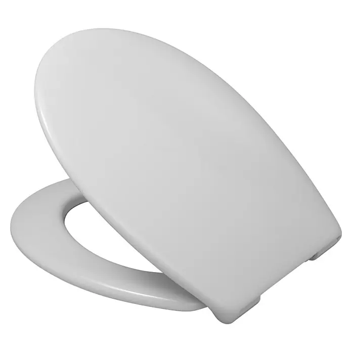 WC-Sitz Rezyklat - Kunststoff, Weiß, Mit Absenkautomatik - Weißer WC-Sitz mit Deckel. Der WC-Sitz ist oval geformt und aus robustem Material gefertigt. Ideal für jedes Badezimmer.