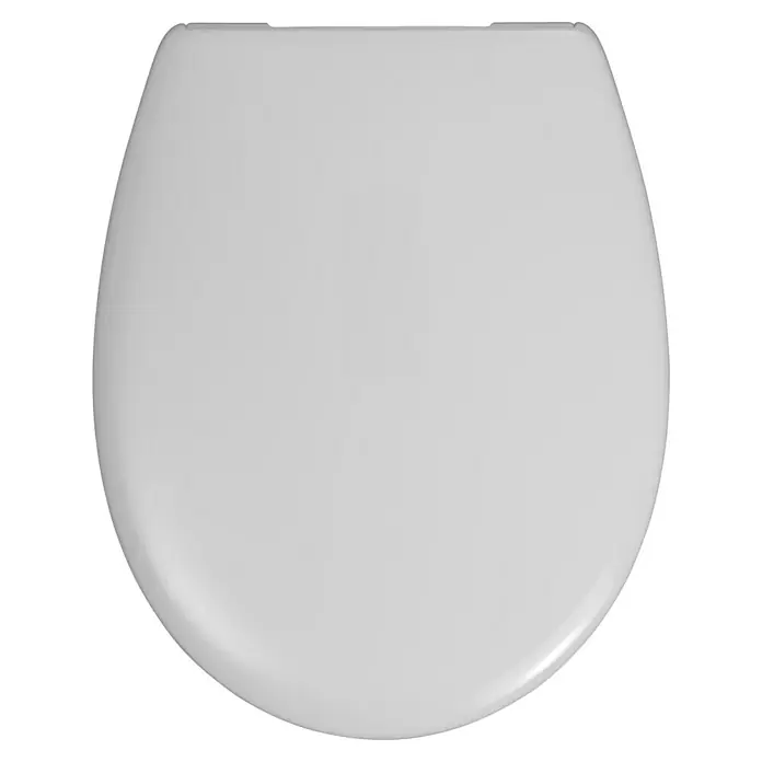 WC-Sitz Rezyklat - Kunststoff, Weiß, Mit Absenkautomatik - Nahaufnahme eines weißen WC-Sitzes, der ein schlichtes und hygienisches Design für jedes Badezimmer bietet. Praktisch und funktional.
