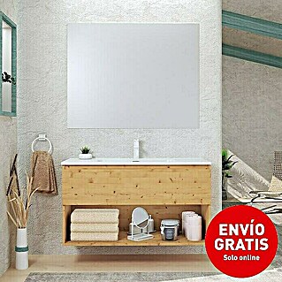 Conjunto de mueble de baño Vela (100 cm, Pino, Efecto madera, 3 pzs.)