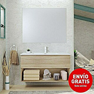 Conjunto de mueble de baño Vela (100 cm, Natural, Efecto madera, 3 pzs.)