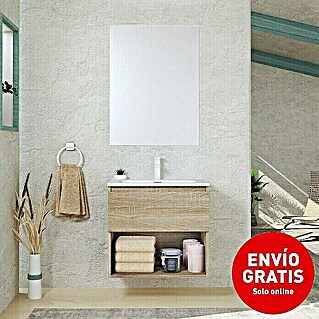 Conjunto de mueble de baño Vela (60 cm, Natural, Efecto madera, 3 pzs.)