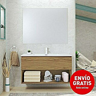 Conjunto de mueble de baño Vela (100 cm, Roble guadarrama, Efecto madera, 3 pzs.)