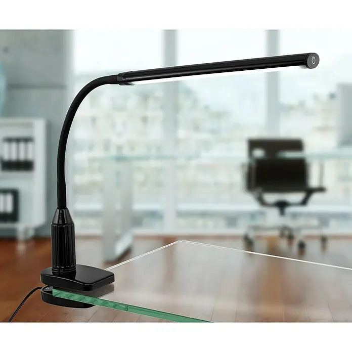 Eglo LED-Klemmleuchte Laroa - L x B x H: 45 cm x 6,5 cm x 27,5 mm - Die LED-Schreibtischleuchte mit Klemme ist ideal für Büro oder Zuhause. Das Licht ist hell und die Lampe ist einfach zu befestigen.