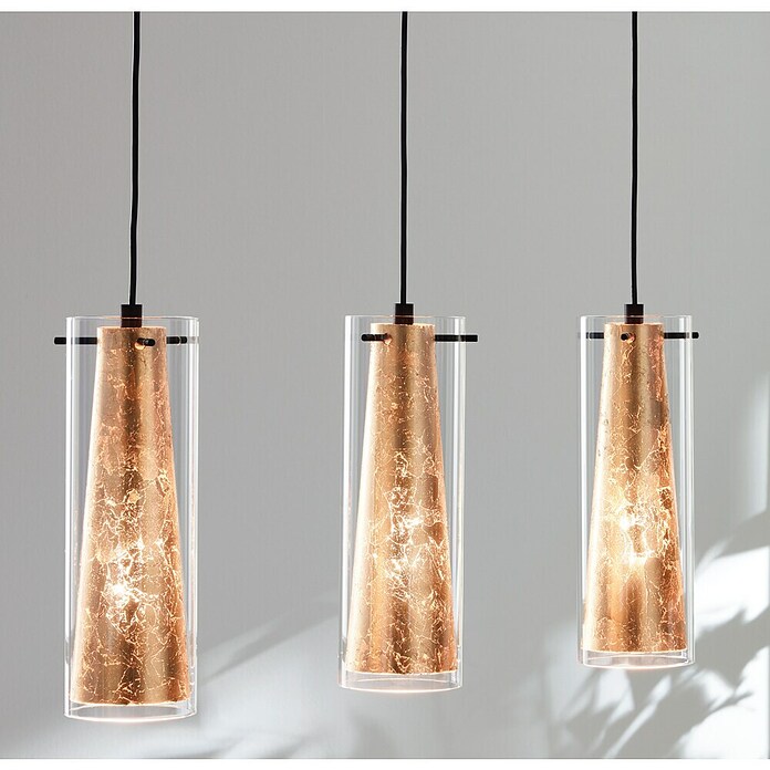 Eglo Pinto Gold Pendelleuchte (3 x 60 W, Gold, Höhe: 110 cm)
