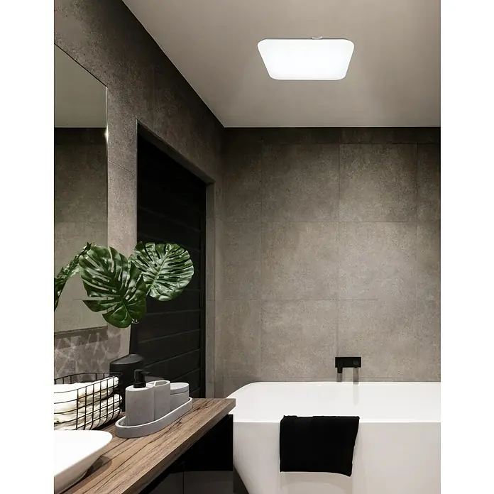 Eglo LED-Wand- & Deckenleuchte Frania - 17,3 W, L x B x H: 33 x 33 x 7 cm, Weiß - Moderne Badezimmergestaltung mit quadratischer Deckenleuchte, die den Raum hell und einladend erstrahlen lässt. Elegantes Design trifft auf Funktionalität.