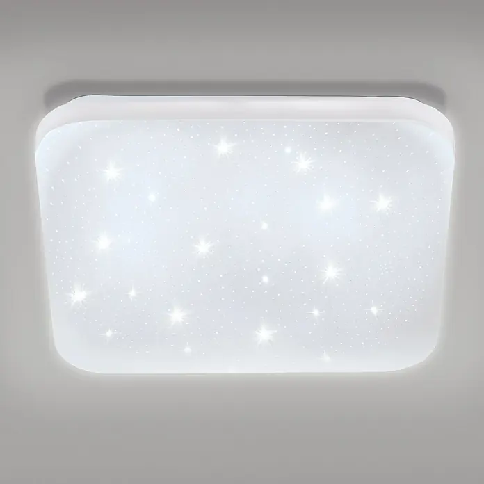 Eglo LED-Wand- & Deckenleuchte Frania-S - 17,3 W, L x B x H: 33 x 33 x 7 cm, Weiß, Warmweiß - Deckenleuchte mit Sternenhimmel-Effekt. Eine moderne LED-Leuchte für Kinderzimmer oder Schlafzimmer mit einem verspielten Design.