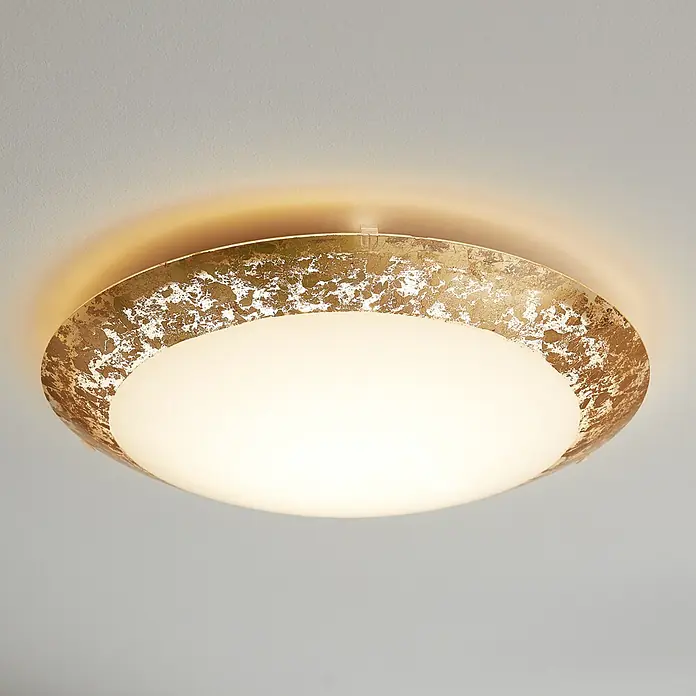 Eglo LED-Deckenleuchte rund Montenovo - 16 W, Ø x H: 395 mm x 10 cm, Weiß/Gold, Warmweiß - Goldene Deckenleuchte mit warmem Licht. Die moderne Lampe sorgt für eine angenehme Atmosphäre im Raum.