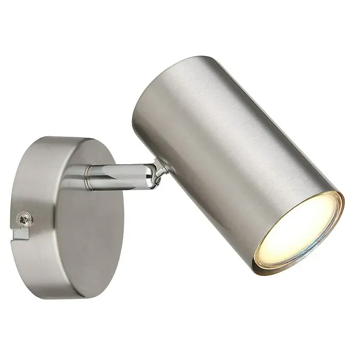 Globo Allvi Wandstrahler - 25 W, L x B x H: 12 x 8 x 10 cm, Nickel-matt, GU10, 1 Stk. - Wandleuchte aus gebürstetem Nickel mit verstellbarem Spot für Akzentbeleuchtung. Modernes Design für stilvolle Innenräume.