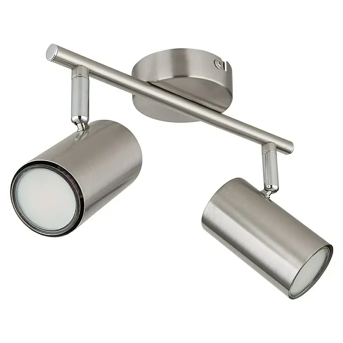 Globo Allvi Wandstrahler - 25 W, L x B x H: 25 x 10 x 13,5 cm, Nickel-matt, GU10, 2 Stk. - Deckenleuchte mit zwei Strahlern in gebürstetem Nickel. Stilvolle Beleuchtung für jeden Raum mit verstellbaren Spots.