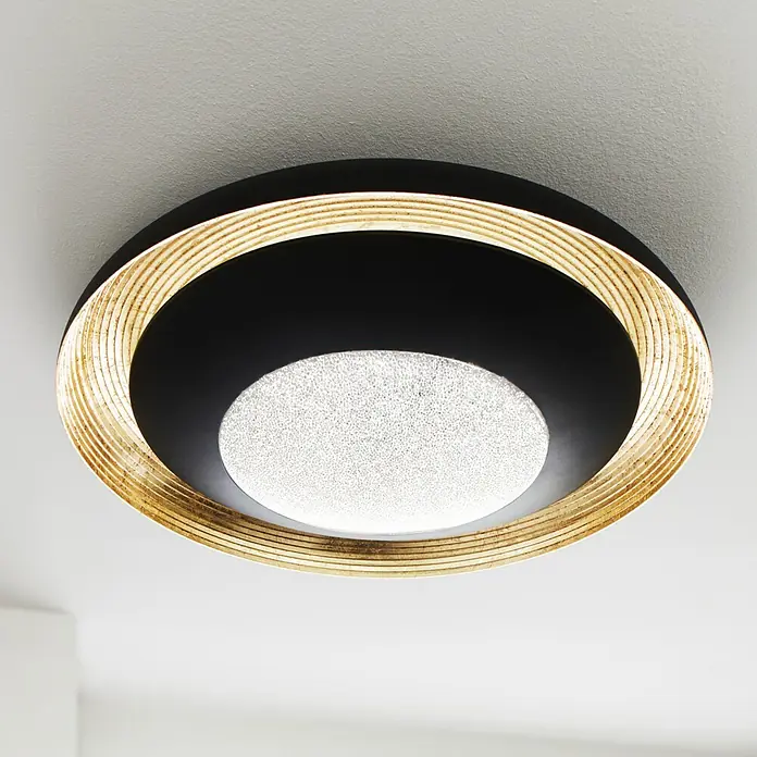 Eglo LED-Deckenleuchte Canicosa 2 - 24,5 W, L x B x H: 49,5 x 49,5 x 9 cm, Schwarz/Gold, Warmweiß - Elegante Deckenleuchte in Schwarz und Gold. Das Design ist modern und stilvoll und passt zu jedem Einrichtungsstil.