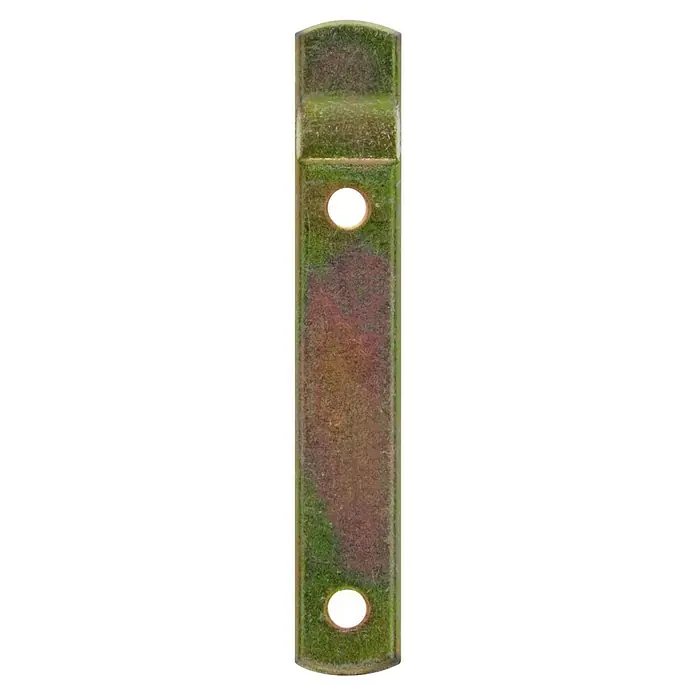 Gloria Feuerlöscher PDE 6 PROTEX - 6 kg, DIN EN 3 - Nahaufnahme einer goldenen Metalllasche mit zwei Löchern, ideal für Bau- und Reparaturprojekte. Robuste Ausführung garantiert Langlebigkeit.
