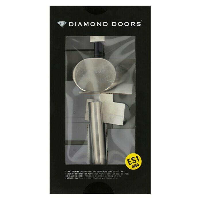 Diamond Doors Modern Schutzbeschlag warrior Schildgarnitur (Hauseingangstür, Edelstahl, Türstärke: 35 - 45 mm, Knopf außen, Drücker innen, DIN 18257 ES1)