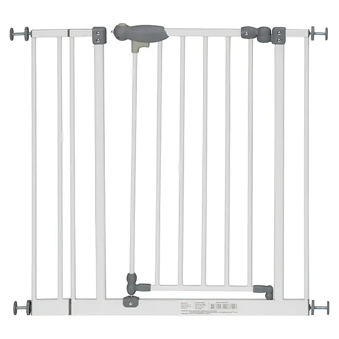 Sicherheitsgitter Premium - Höhe: 75 cm, 65 cm - 104 cm - Ein weißes, stabiles Türgitter für Kinder. Sicher und einfach zu montieren.