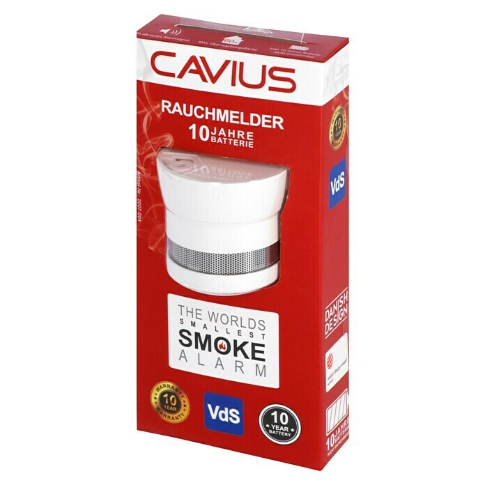 Cavius Rauchwarnmelder Invisible 2007 VdS (Durchmesser: 4 cm, Batterielaufzeit: 10 Jahre, Alarmsignal: 85 dB)