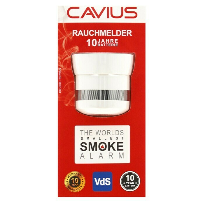 Cavius Rauchwarnmelder Invisible 2007 VdS (Durchmesser: 4 cm, Batterielaufzeit: 10 Jahre, Alarmsignal: 85 dB)