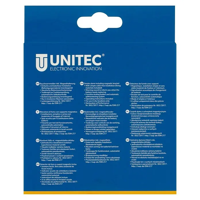 UniTEC Rauchwarnmelder Kriwan/TÜV - Durchmesser: 90 mm, Alarmsignal: 85 dB - Rauchmelder mit Magnethalterung. Einfache Installation, akustische Batteriewarnung, Testknopf und Selbstkontrolle für trockene Räume.