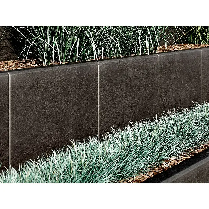 Diephaus L-Stein - 50 cm, 50 cm, Stärke: 7 cm, Anthrazit - Die stilvolle Betonpflanzkübel-Einfassung mit üppigem Grün sorgt für eine moderne Gartengestaltung. Robuste Materialien und natürliche Elemente vereint.