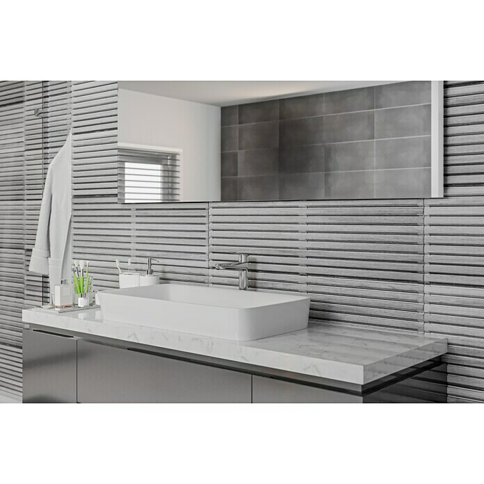 Wandfliese Spa Perla Dekor (30 x 90 cm, Grau, Matt) | BAUHAUS