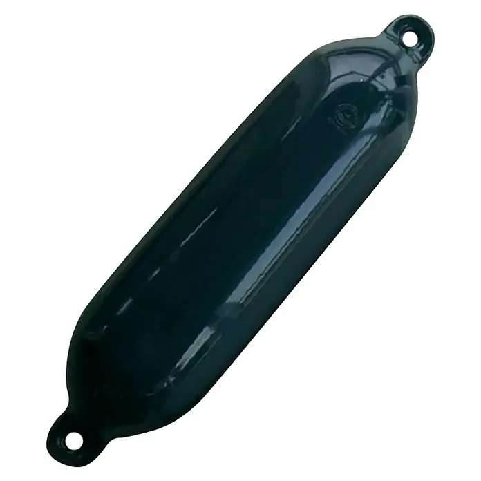 Fender Light 416 L - Ø x L: 110 x 110 mm, Navy-Blau - Ein dunkelblauer Fender, ein unverzichtbares Zubehör für den Bootsschutz, liegt vor einem schwarzen Hintergrund.