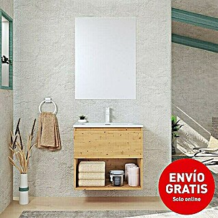 Conjunto de mueble de baño Vela (60 cm, Pino, Efecto madera, 3 pzs.)