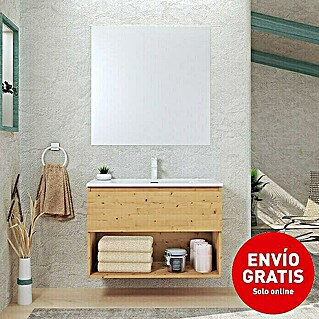 Conjunto de mueble de baño Vela (80 cm, Pino, Efecto madera, 3 pzs.)