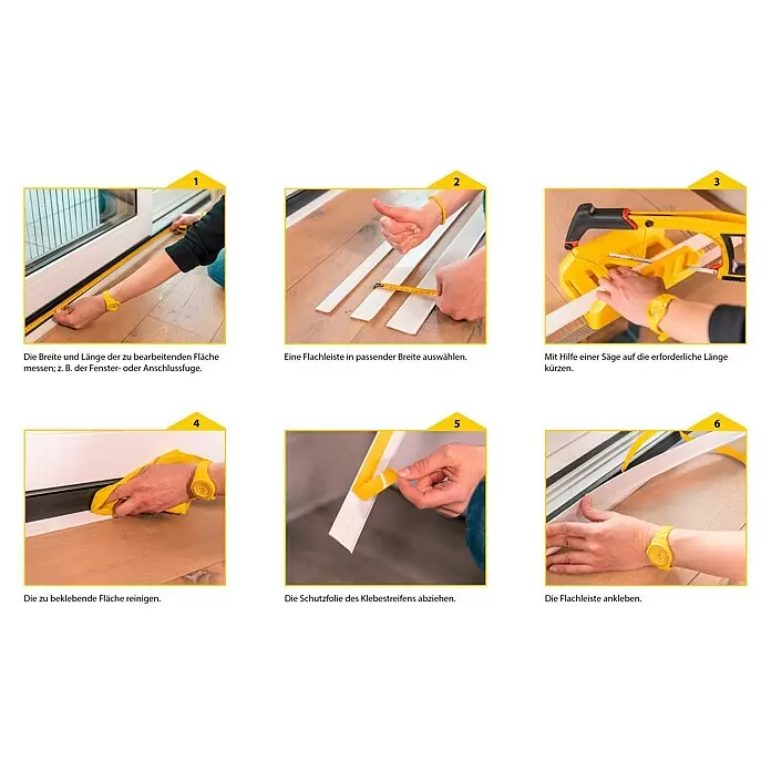 Schellenberg Flachleiste - 1,5 m x 40 mm x 2,5 mm, Weiß - Informationsansicht