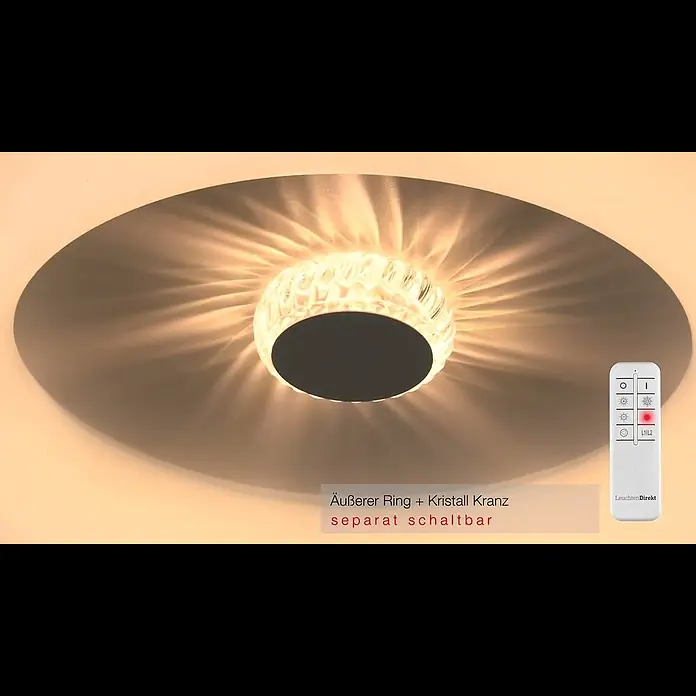 Just Light LED-Deckenleuchte rund VERTIGO - 30 W, Ø x H: 50 x 13,5 cm, Weiß, Mehrfarbig - LED Deckenleuchte Vertigo