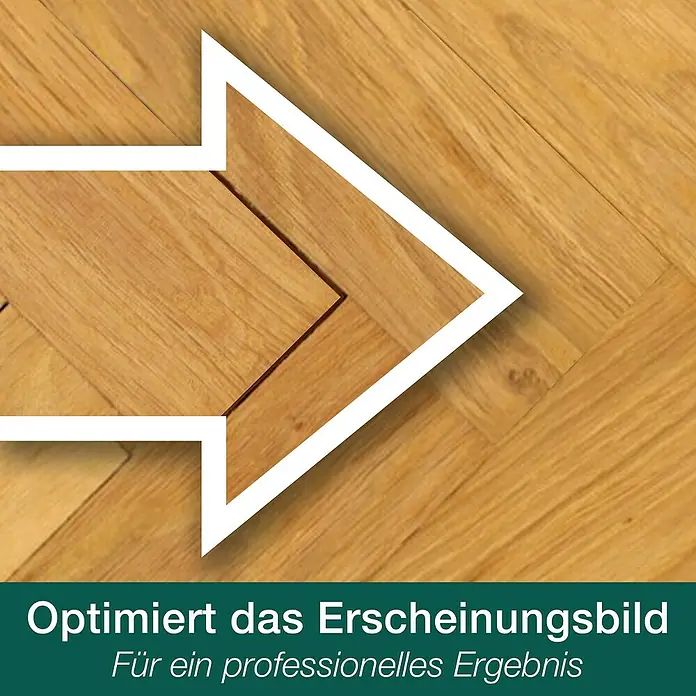 Bona Home Parkett-Fugenkitt - 1 l - Optimiertes Erscheinungsbild: Ein Foto von einem Bodenbelag mit einem weißen Pfeil, der die Richtung des Musters hervorhebt.