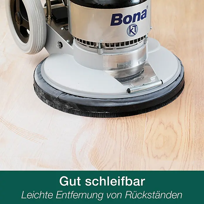 Bona Home Parkett-Fugenkitt - 1 l - Schleifmaschine Bona in Aktion. Ideal zum Schleifen und Entfernen von Rückständen auf Holzböden, für ein sauberes Ergebnis.