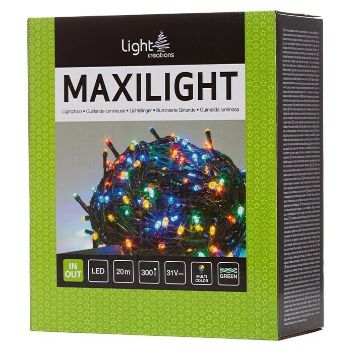 Globall Concept LED-Lichterkette Maxilight (Außen, 300-flammig, Kabellänge: 20 m, Bunt)