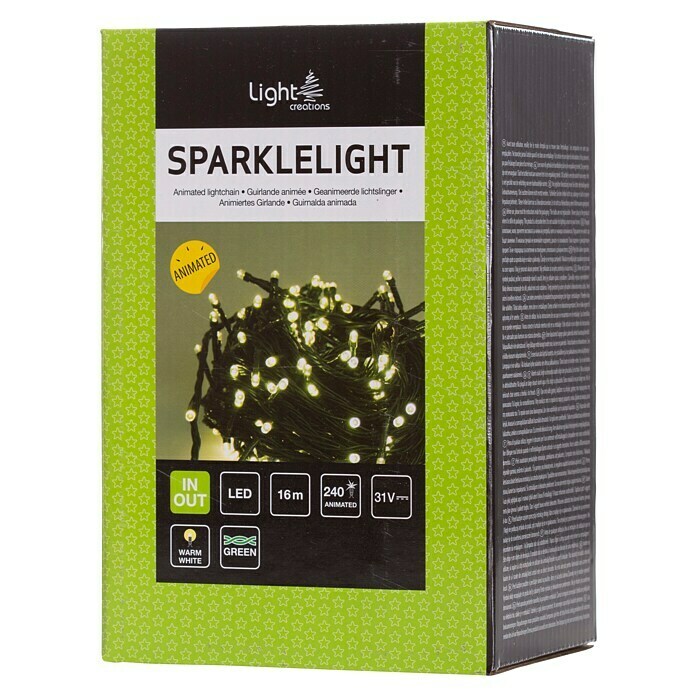 Globall Concept LED-Lichterkette Sparklelight (Außen, 240-flammig, Kabellänge: 16 m, Warmweiß)