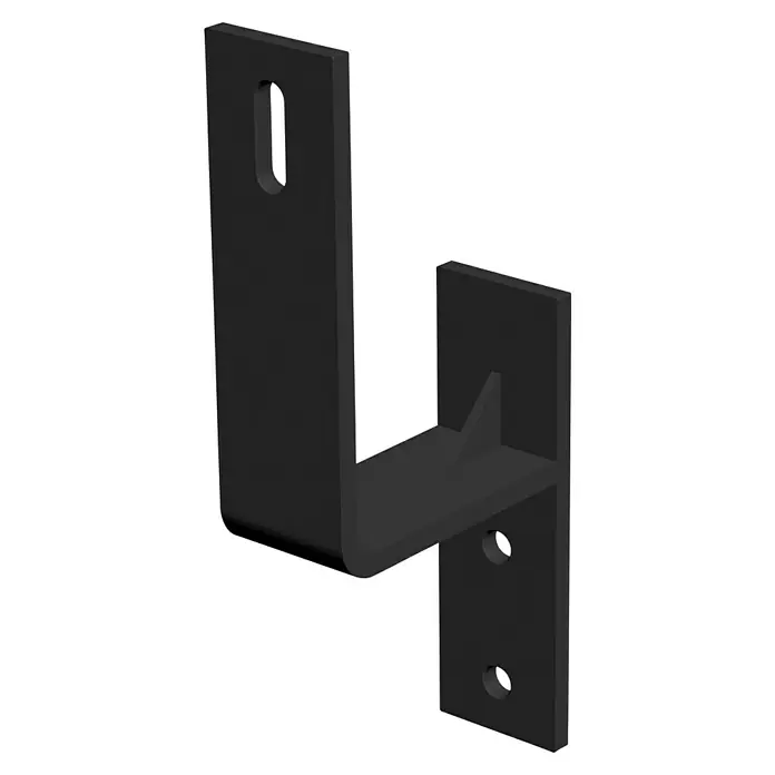 Radex Wandklemme - 216 x 92 x 40 mm, Stahl, Schwarz matt - Schwarze Wandhalterung mit Loch und Verstärkung für stabile Befestigung von Gegenständen an Wänden.