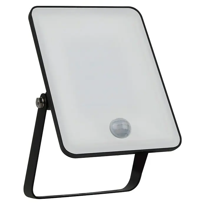 Osram LED-Strahler Floodlight Essential Sensor - 20 W, L x B x H: 17,3 x 11,1 x 3,3 cm, Schwarz, Tageslichtweiß, Mit Sensor - Bild einer LED-Außenleuchte mit Bewegungsmelder und schwarzem Gehäuse. Ideal für die Beleuchtung von Gärten und Einfahrten.