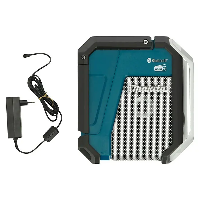 Makita LXT 18V Akku-Baustellenradio DMR115 - 18 V, Ohne Akku, Frequenz: 174.928 - 239.200 MHz (DAB/DAB+) - Makita Baustellenradio mit Bluetooth und DAB+ Funktion, inklusive Netzkabel für den Betrieb. Robustes Design für den Einsatz auf Baustellen.