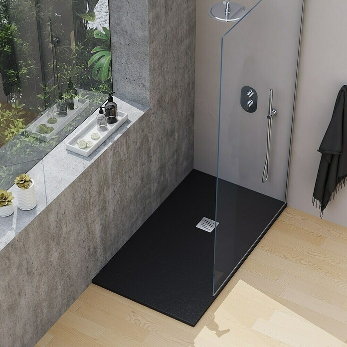 Camargue Duschwanne Brooklyn (L x B: 160 x 100 cm, Mineralguss, Schwarz) | BAUHAUS