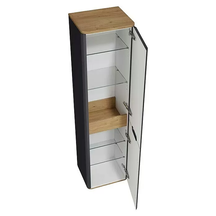 VitrA Sento Badmöbel-Set - 80 cm, Anthrazit, 1 Schublade, Ohne Wäschekorb - Diagonale Ansicht