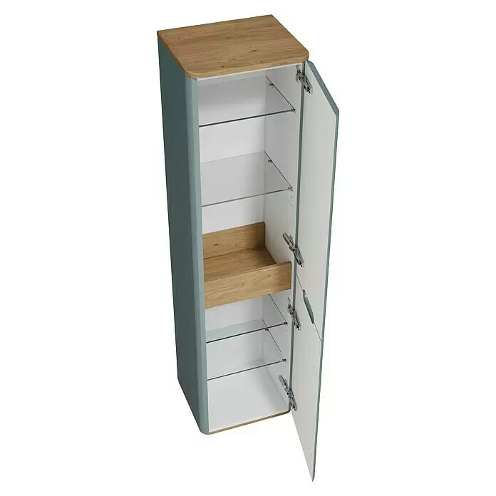 VitrA Sento Badmöbel-Set - 80 cm, Fjordgrün, 1 Schublade, Ohne Wäschekorb - Diagonale Ansicht