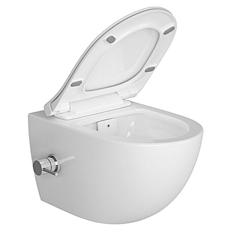 VitrA Wand-Dusch-WC-Set Aquacare Sento (Mit Thermostatarmatur, Spülrandlos, Mit antibakterieller Glasur, Spülform: Tief, WC Abgang: Waagerecht, Weiß)