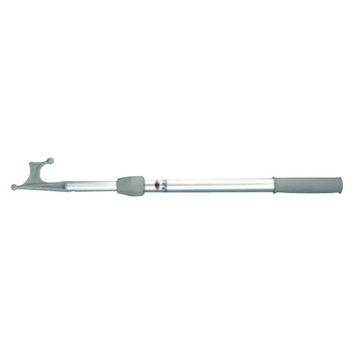 Bichero telescópico gris - 30 mm x 120 cm, Aluminio - Palo telescópico de aluminio con mango y gancho. Ideal para alcanzar y agarrar objetos en altura o en lugares de difícil acceso.
